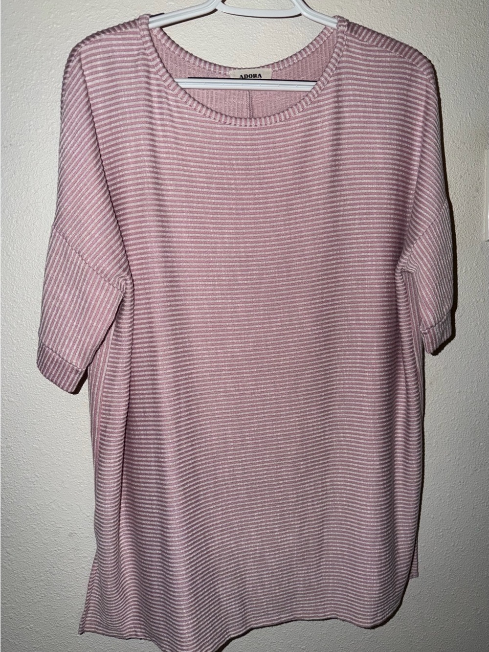 ADORA Pink and White Striped Knit Tee - Picture 2 of 8